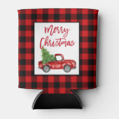 Borstel Script Truck Red Plaid Christmas Blikjeskoeler (Voorkant)