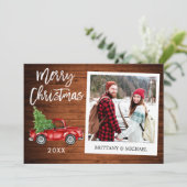Borstel Script Truck Wood Instant Foto Kerstmis Feestdagenkaart (Staand voorkant)