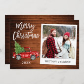 Borstel Script Truck Wood Instant Foto Kerstmis Feestdagenkaart (Voorkant / Achterkant)