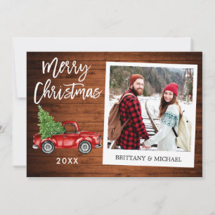 Borstel Script Truck Wood Instant Foto Kerstmis Feestdagenkaart
