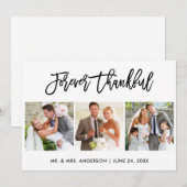 Borstel Script voor altijd dankbaar 3 foto bruilof Bedankkaart (Voorkant / Achterkant)