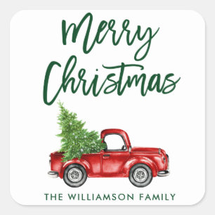 Borstel Script Vrachtwagen Kerst Envelop Seal G Vierkante Sticker