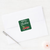 Borstel Script Vrachtwagen Kerst Groene Envelop Se Vierkante Sticker (Envelop)