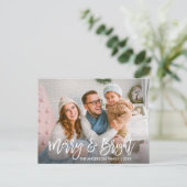 Borstel Script Vrolijk en helder Familie Foto Vaka Briefkaart (Staand voorkant)