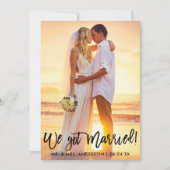 Borstel Script We Got Married Celebration Nodig Bl Aankondiging (Voorkant)