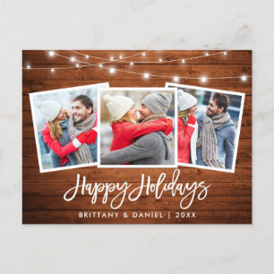 Borstel Script Wood Lights Holiday 3 Foto Briefkaart