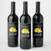 Borstel Script Zwart Limoncello Citroenen Flesetik Wijn Etiket (Flessen)