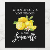 Borstel Script Zwart Limoncello Citroenen Flesetik Wijn Etiket (Enkel label)