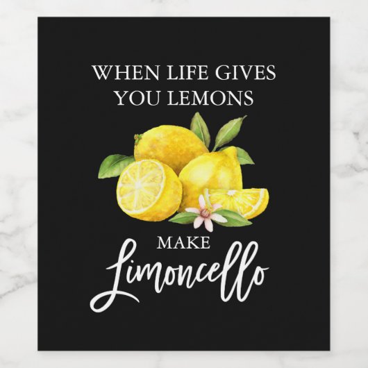 Borstel Script Zwart Limoncello Citroenen Flesetik Wijn Etiket (Enkel label)