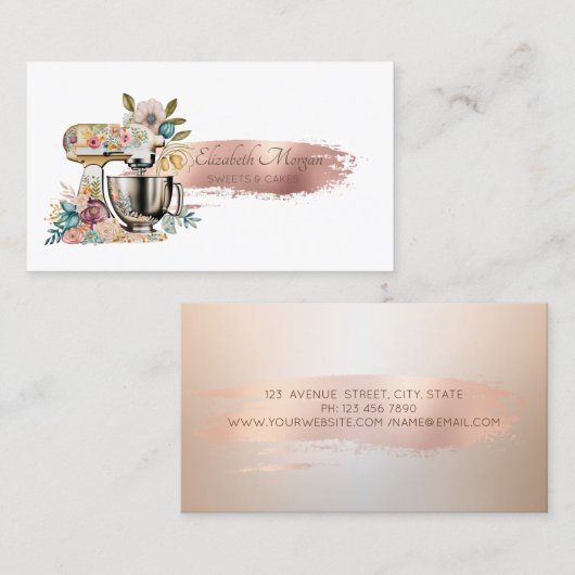 Borstel Stroke Pastry Floral Mixer Visitekaartje (Voorkant / Achterkant)
