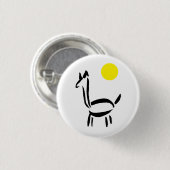 Borstel tekening Lama Alpaca Dier met Zon Ronde Button 3,2 Cm (Voorkant /achterkant)
