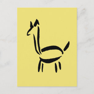 Borstel tekening Lama Alpaca Paard Dier Briefkaart
