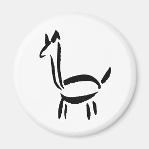 Borstel tekening Lama Alpaca Paard Dier Magneet