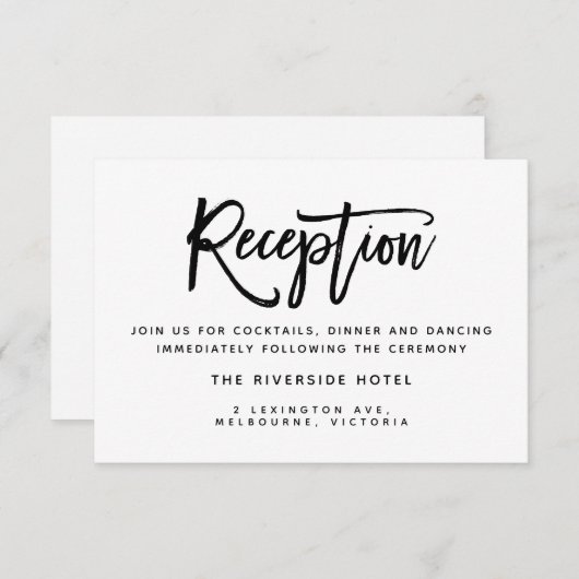 Borstel Typografie Bruiloft Receptie Kaart (Voorkant / Achterkant)