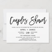 Borstel Typografie Koppels Douche Uitnodiging (Voorkant)