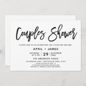 Borstel Typografie Koppels Douche Uitnodiging (Voorkant / Achterkant)