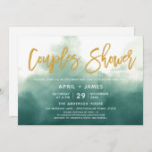 Borstel Typografie Koppels Douche Uitnodiging (Voorkant / Achterkant)