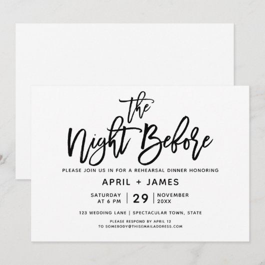 Borstel Typografie repetitie diner uitnodiging (Voorkant / Achterkant)