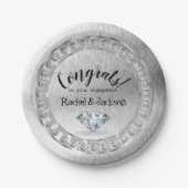 Borstel Zilveren Diamant Verlovingsfeest Papieren Bordje (Voorkant)