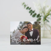 borstelbelettering net getrouwd bruiloft aankondig briefkaart (Staand voorkant)