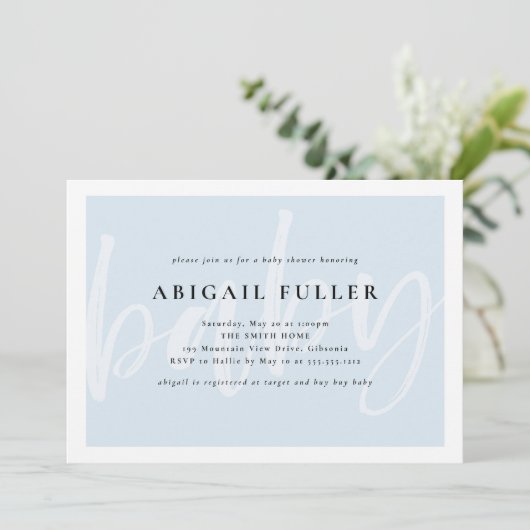 Borstelblauw en de Witte Uitnodiging van het Baby  (Staand voorkant)