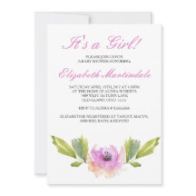 borstelbloemen | Waterverf Baby shower Uitnodiging