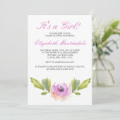 borstelbloemen | Waterverf Baby shower Uitnodiging (Staand voorkant)