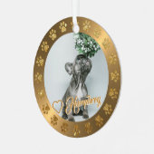 Borstelbrass Gold Glitter Paw Naam kerstmis Metalen Ornament (Voorkant links)