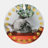 Borstelbrass Gold Glitter Paw Naam kerstmis Metalen Ornament (Achterkant)