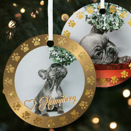 Borstelbrass Gold Glitter Paw Naam kerstmis Metalen Ornament