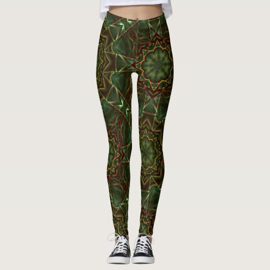 Borstelbruinblauw kaleidoscoop leggings (Voorkant)