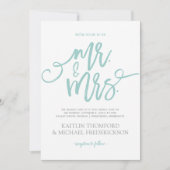 Borstelcalligrafie Uitnodiging | Licht Turquoise (Voorkant)