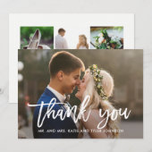 Borstelde kalligrafie BEWERKBARE KLEUR Dank u kaar Bedankkaart (Voorkant / Achterkant)