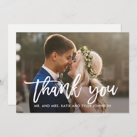 Borstelde kalligrafie BEWERKBARE KLEUR Dank u kaar Bedankkaart (Voorkant / Achterkant)