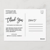 Borstelfont Groen Witte Bloemen Bruiloft Dank Je Briefkaart (Achterkant)