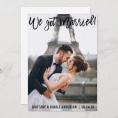 Borstelfont Modern We Zijn Getrouwd Koppel Foto Aankondiging (Voorkant / Achterkant)