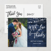 Borstelfont Roestig Blauw Houten Liefde Dank Trouw Briefkaart (Voorkant / Achterkant)