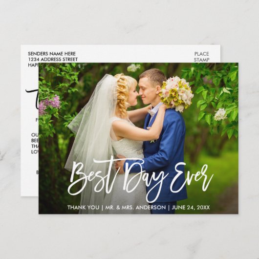 Borstelfontein Beste Dag Ooit Trouw Dank Je Briefkaart (Voorkant / Achterkant)