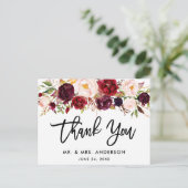 Borstelfontein Bordeauwxleur Bloemige Trouw Dank J Briefkaart (Staand voorkant)