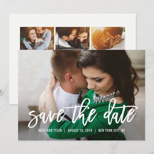 Borstelig Calligraphy Huwelijk Save The Date Kaart (Voorkant / Achterkant)