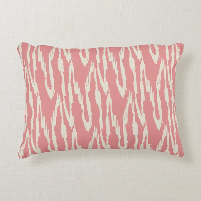Borstelige Ikat  Blos & Witcreme Accent Kussen (Voorkant)