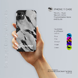 Borstelige zwart-wit iPhone 11 Hoesje | Aanpasbaar