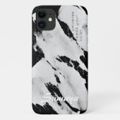 Borstelige zwart-wit iPhone 11 Hoesje | Aanpasbaar (Achterkant)