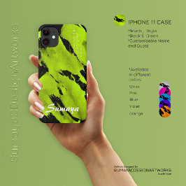 Borstelige Zwarte & Groene iPhone 11 Hoesje | Aanp