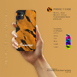 Borstelige Zwarte Oranje iPhone 11 Hoesje | Aanpas