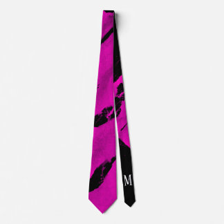 Borstelige Zwarte & Roze Stropdas
