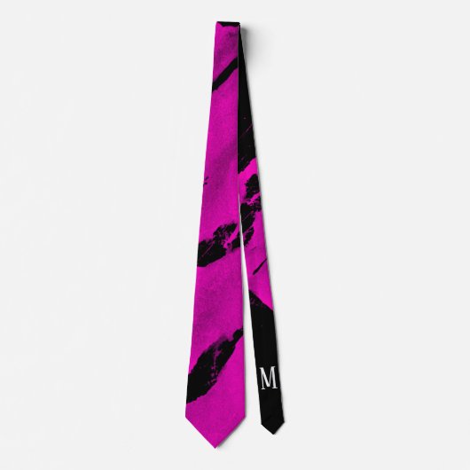 Borstelige Zwarte & Roze Stropdas (Voorkant)