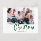 Borstelkalligrafie Groene kerstfoto's Feestdagenkaart (Voorkant)