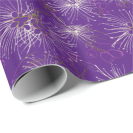 Borstelkersen lilly-pilly paars wit patroon inpakp cadeaupapier
