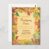 Borstelkunst van herfstloof voor Thanksgiving Briefkaart (Voorkant / Achterkant)